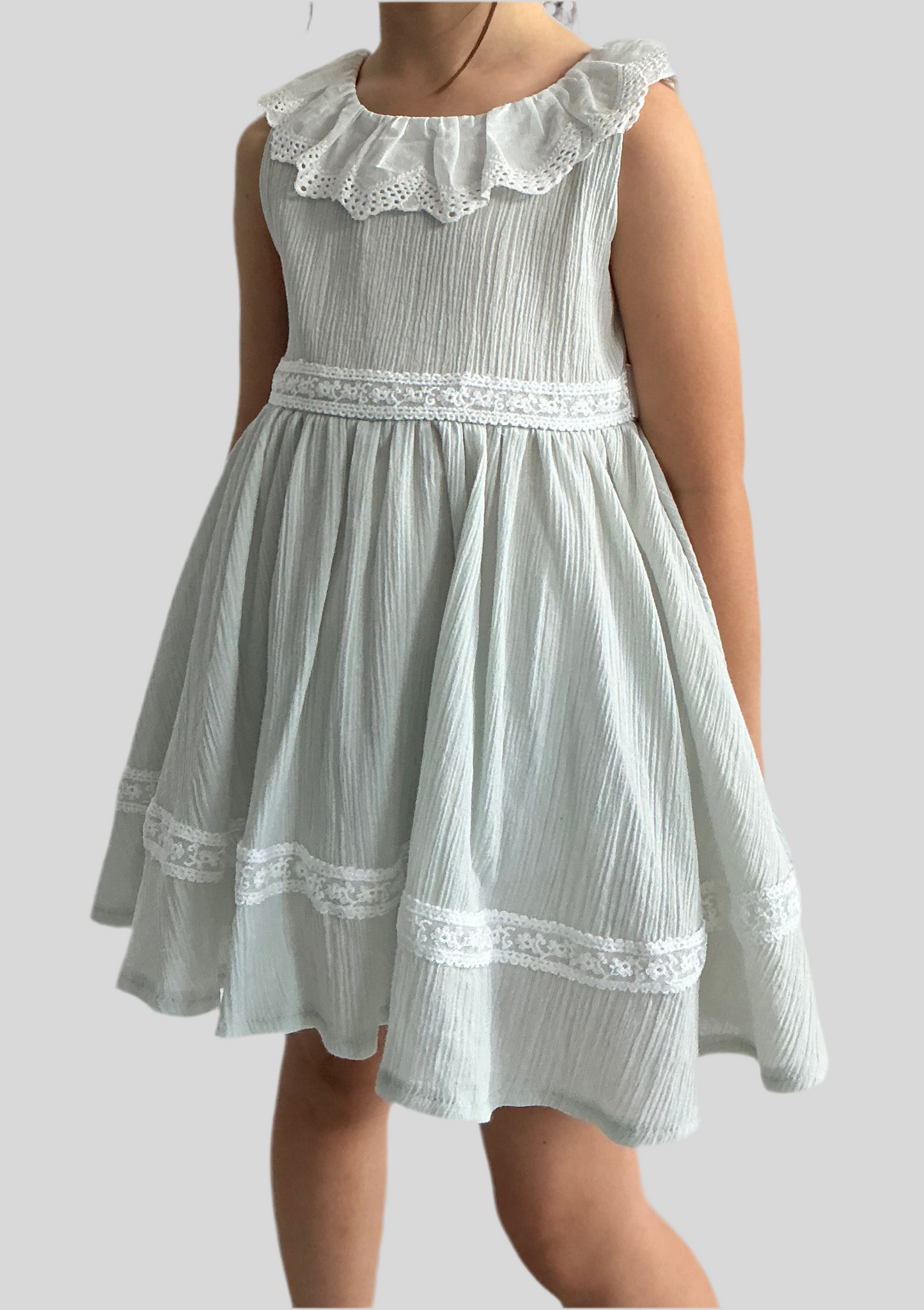 Elegantes Mädchenkleid in Blau mit Schleife & Tasche