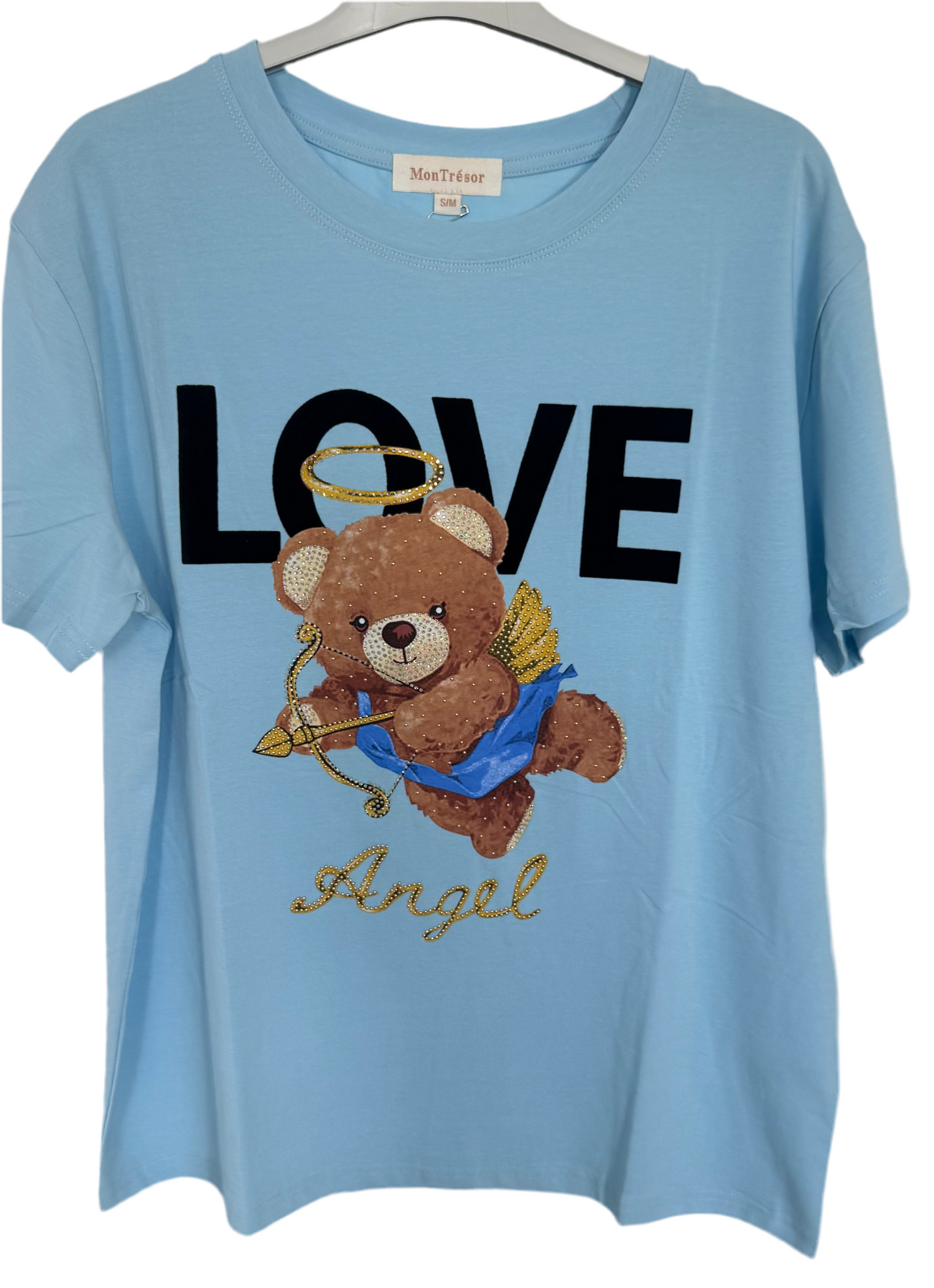 T-Shirt mit „LOVE“-Print & Bär als Amor – Lässiges Shirt mit süßem Motiv