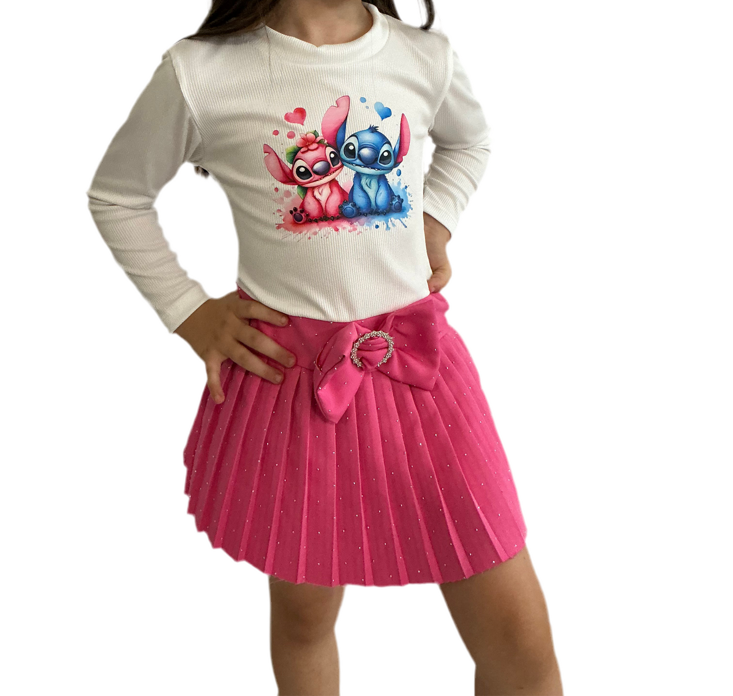 Süßes Mädchenkleid mit Stitch-Motiv