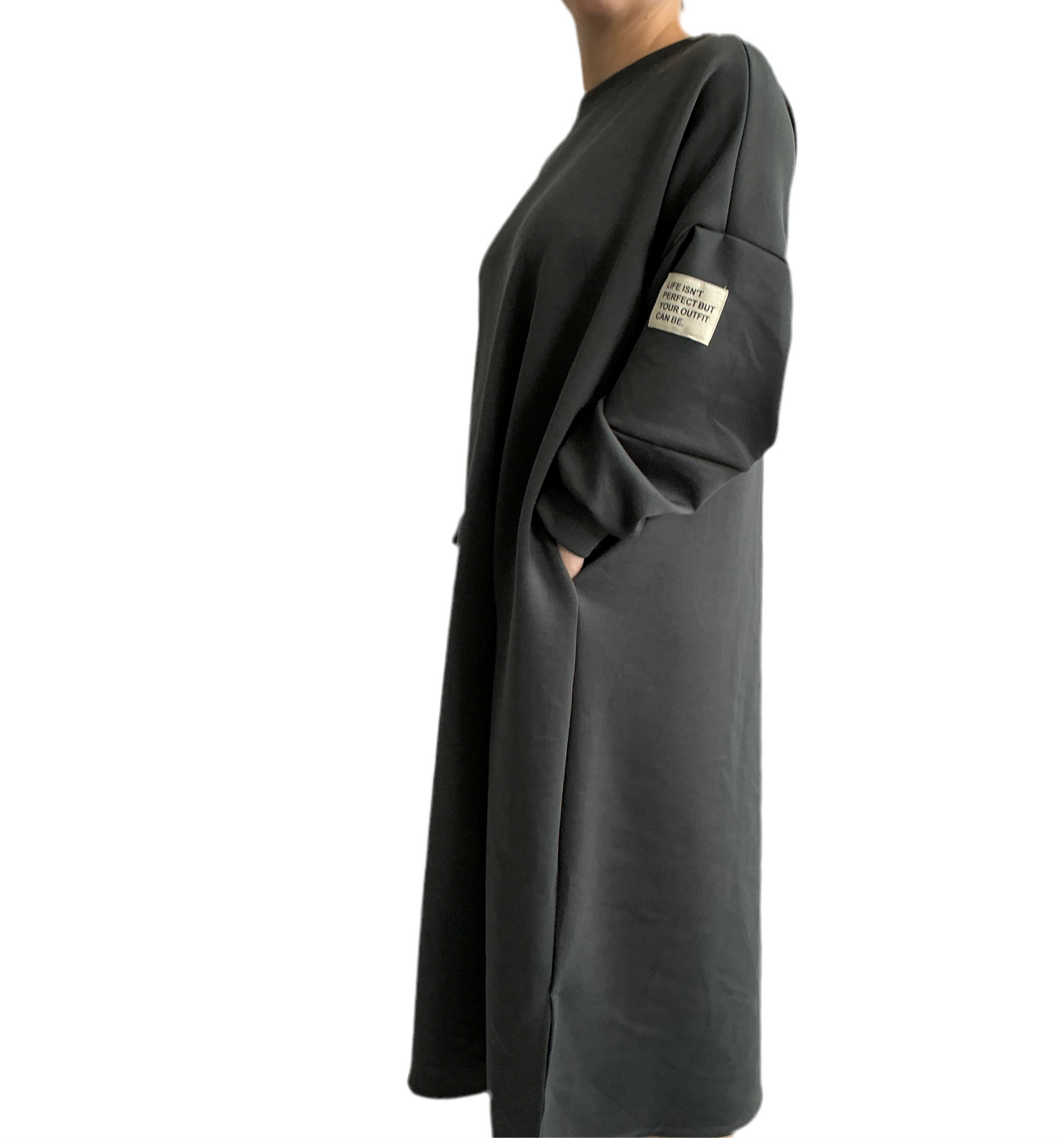 Langarm Midikleid mit Taschen