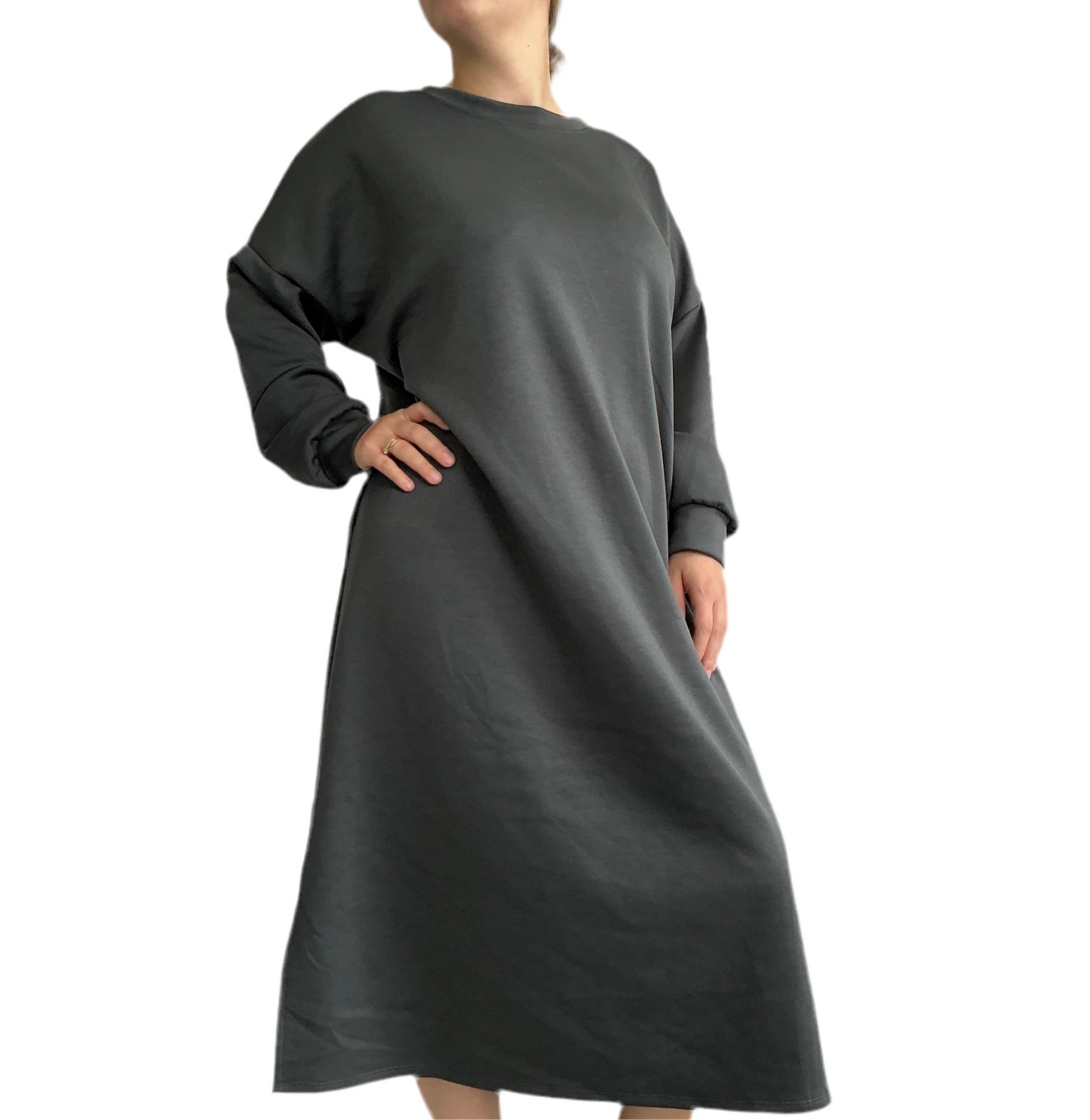Langarm Midikleid mit Taschen