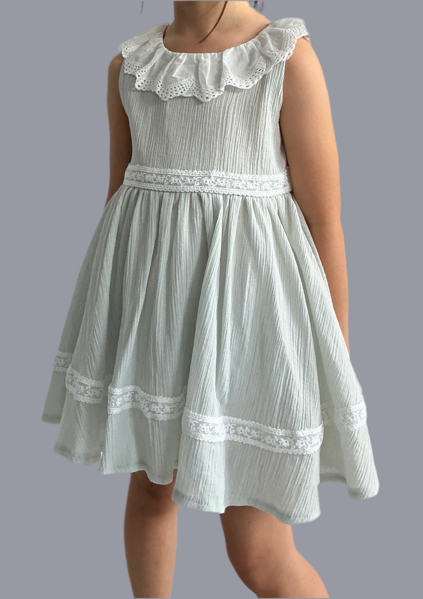 Elegantes Mädchenkleid in Blau mit Schleife & Tasche