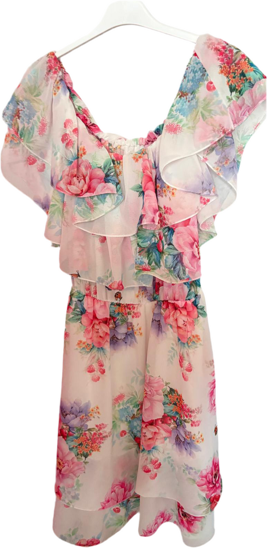 Romantisches Chiffonkleid mit Blumenprint und Volants