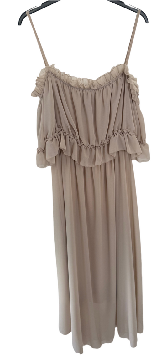 Fließendes Kleid mit Spaghetti-Trägern – Schulterfrei tragbar