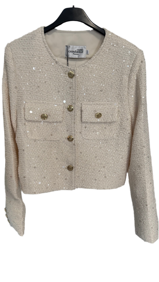 Jacke in Beige mit Goldakzenten – Edel & Vielseitig