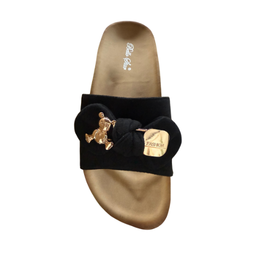 Trendige Damen-Pantolette mit Teddy-Dekor